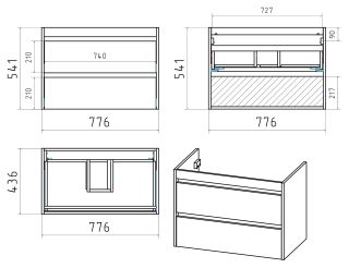 Подвесная тумба под раковину Brevita Balaton BAL-06080-03-012Я 80см белый/бежевый